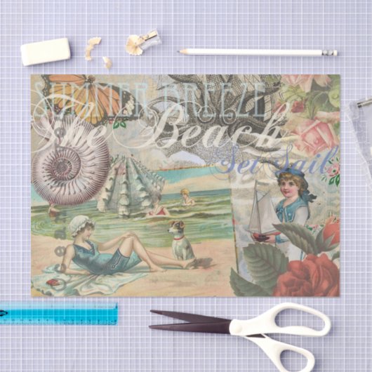 Zomerstrand  octopus antiek zeilen tissuepapier (Craft)