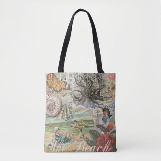 Zomerstrand octopus antiek zeilen tote bag (Voorkant)