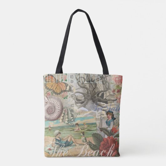 Zomerstrand octopus antiek zeilen tote bag (Achterkant)