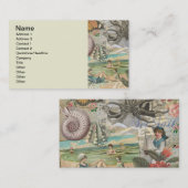 Zomerstrand  octopus antiek zeilen visitekaartje (Voorkant / Achterkant)