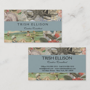 Zomerstrand  octopus antiek zeilen visitekaartje