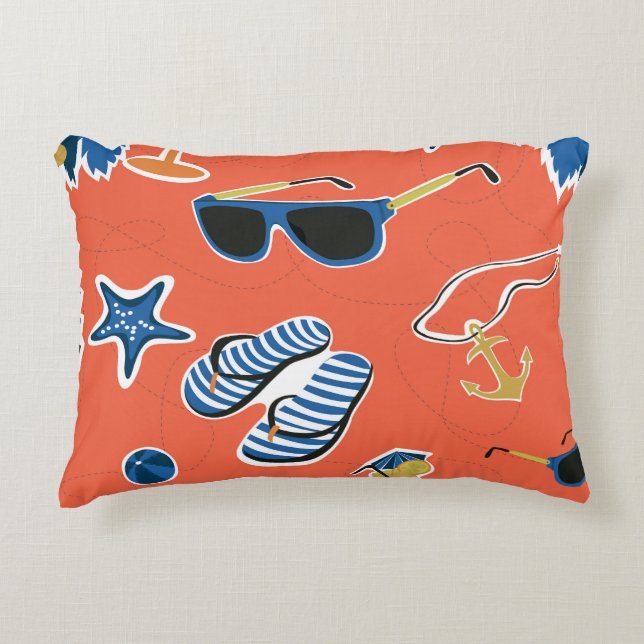 Zomerstrand: Ontspannend naadloos patroon. Accent Kussen (Voorkant)