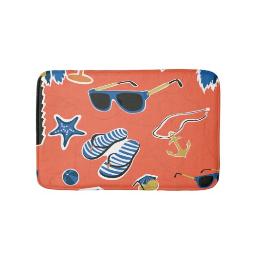 Zomerstrand: Ontspannend naadloos patroon. Badmat (Voorkant)