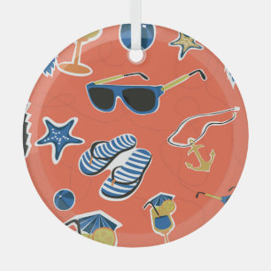 Zomerstrand: Ontspannend naadloos patroon. Glas Ornament