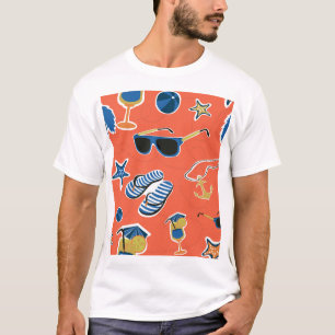 Zomerstrand: Ontspannend naadloos patroon. T-shirt