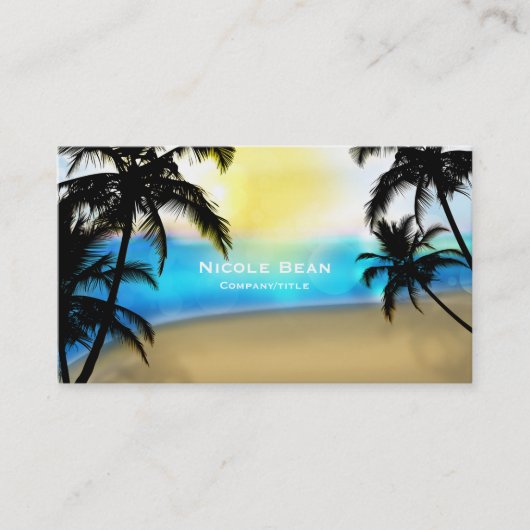 Zomerstrand & Palmbomen Tropisch Visitekaartje (Voorkant)