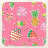 Zomerstrand Papier Coaster Kartonnen Onderzetters (Voorkant)