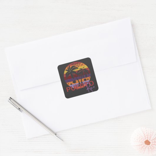  zomerstrand Puerto Rico Vierkante Sticker (Envelop)