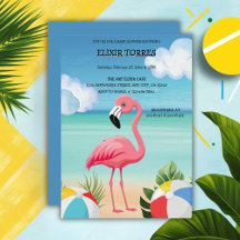 Zomerstrand Roze Flamingo Baby Shower