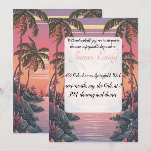 zomerstrand rustieke Waterverf thema bruiloft Kaart (Voorkant / Achterkant)