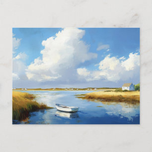Zomerstrand Scène Kustkunst Ansichtkaart Briefkaart