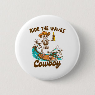 Zomerstrand Surf Liefhebber Westerse Rijd De Golve Ronde Button 5,7 Cm