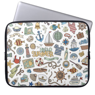 Zomerstrand Thema Nautisch Laptop Sleeve
