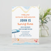 Zomerstrand Thema Verjaardagsuitnodiging Kaart (Staand voorkant)