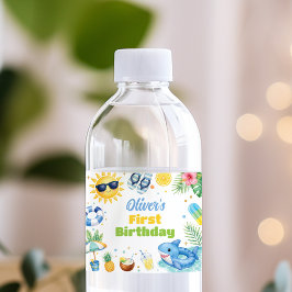 Zomerstrand Verjaardag Waterfles Label Etiket