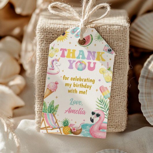 Zomerstrand Verjaardagsfeestje Bedankt Cadeaulabel