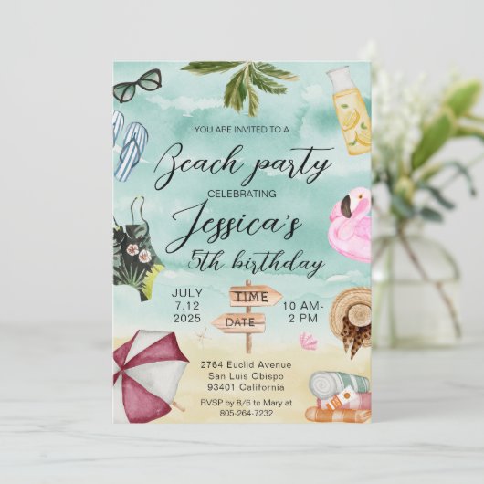 Zomerstrand Verjaardagsfeestje Kaart (Staand voorkant)