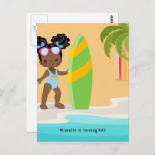 Zomerstrand verjaardagsfeestje uitnodiging voor zw (Voorkant / Achterkant)