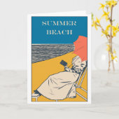 Zomerstrand Vintage Poster Kaart (Gele Bloem)