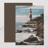 zomerstrand Vuurtoren waterverf bruiloft Invitat Kaart (Voorkant / Achterkant)