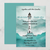 zomerstrand Vuurtoren waterverf bruiloft Kaart (Voorkant / Achterkant)