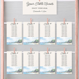 Zomerstrand Watercolor Trouwtafel Stoelkaart Kaart