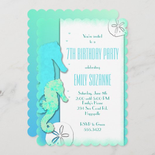 Zomerstrand Zeemeerminnen Verjaardagsfeestje Kaart (Voorkant / Achterkant)