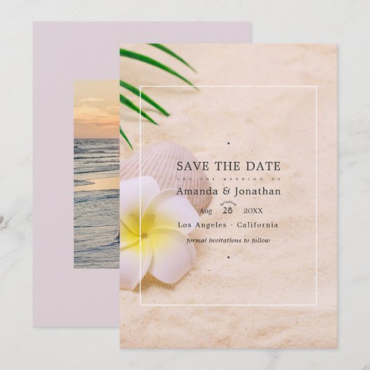 Zomerstrandbruiloft Bewaar de datum Save The Date (Voorkant / Achterkant)