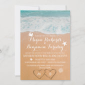 Zomerstrandbruiloft Harten Naam in het Zand Kaart (Voorkant)