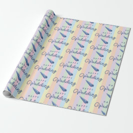 Zomerstrandbruiloft Oceaan Schelp Regenboog Streep Cadeaupapier