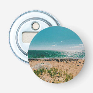 Zomerstranddag in de Zweedse archipel Button Flesopener