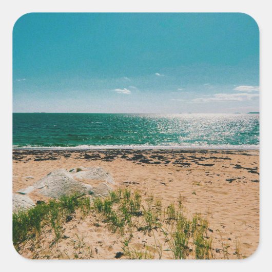 Zomerstranddag in de Zweedse archipel Vierkante Sticker (Voorkant)