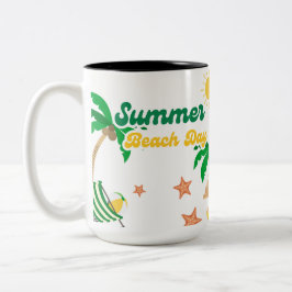 Zomerstranddagmok | Tropische palmbomenkoffie Tweekleurige Koffiemok