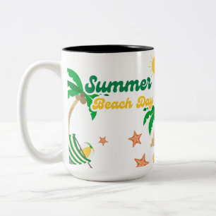 Zomerstranddagmok   Tropische palmbomenkoffie Tweekleurige Koffiemok