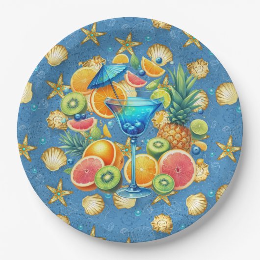 Zomerstrandfeest papieren bordje (Voorkant)