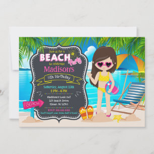 Zomerstrandfeest Tropical Girl Verjaardag Kaart
