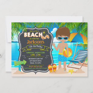 Zomerstrandfeest Tropische jongensverjaardag Kaart