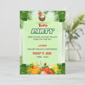 Zomerstrandfeest Uitnodiging (Staand voorkant)
