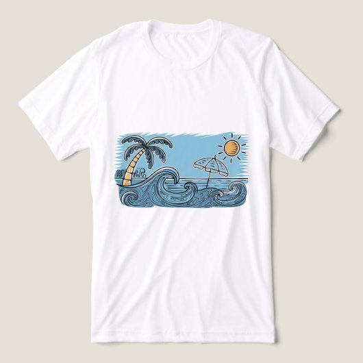 Zomerstranding Strand Illustratie Tri-Blend Shirt (Design voorkant)