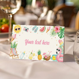 Zomerstrandmeisje Baby Shower Feest Eettent Plaatskaartje