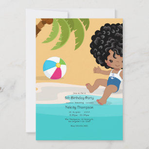 Zomerstrandmeisje verjaardagsfeestje kaart