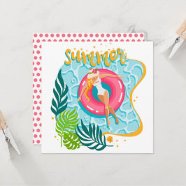 Zomerstrandmeisje wenskaart kaart