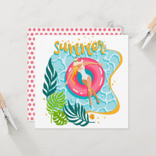 Zomerstrandmeisje wenskaart kaart