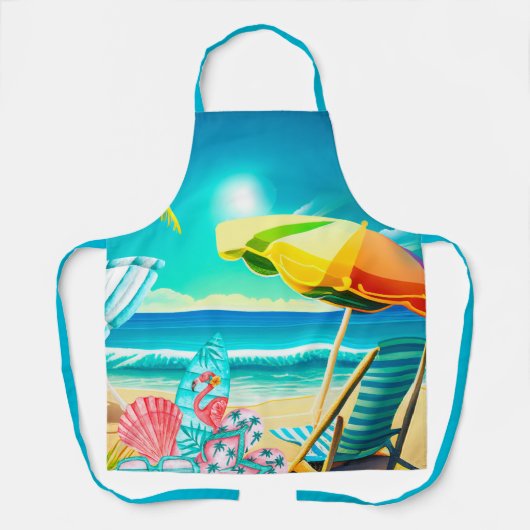 Zomerstrandparasols, surfplank en boom schort (Voorkant)