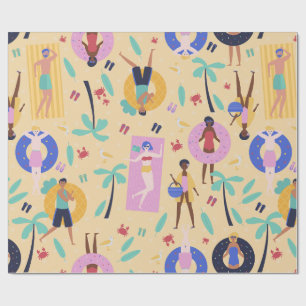 Zomerstrandvakantie tropische palmbomen krabben cadeaupapier