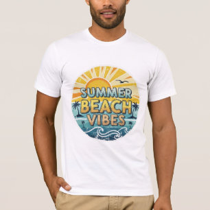 Zomerstrandvibes Retro Vervallen Zonsondergang T-shirt