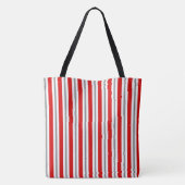 zomerstrepen - diep rood wit en grijs / grijs tote bag (Achterkant)