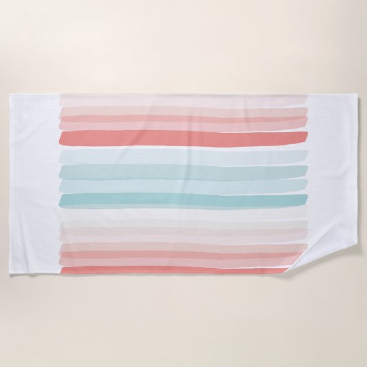 zomerstrepen in badhanddoeken voor koraal en turqu strandlaken (Voorkant)