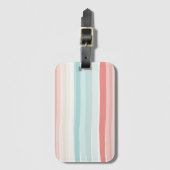 zomerstrepen in koraal- en turkooisegment-bagagela bagagelabel (Voorkant (verticaal))