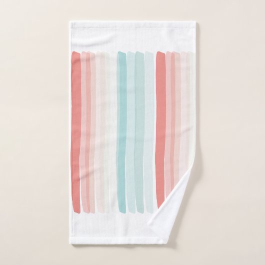 zomerstrepen in koraal en turkooizen bad handdoek (Handdoek)